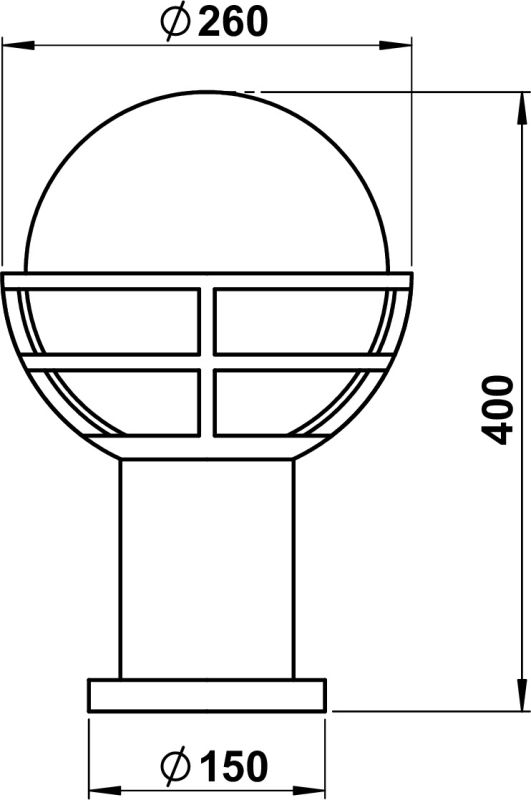Base luminaire Dimensioned drawing Article 660520, 680520