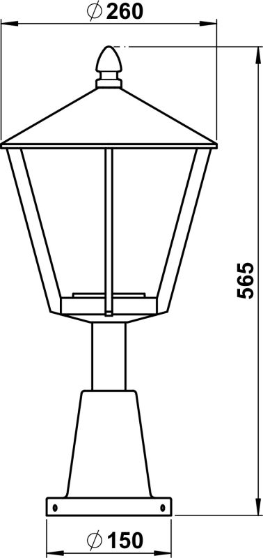 Base luminaire Dimensioned drawing Article 650529, 660529, 680529