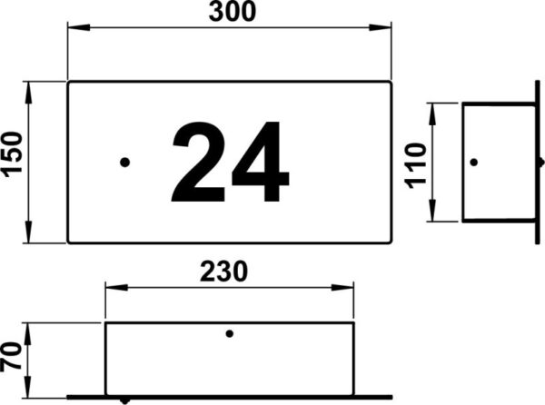 House number light Stainless steel Dimensioned drawing Article 696003
