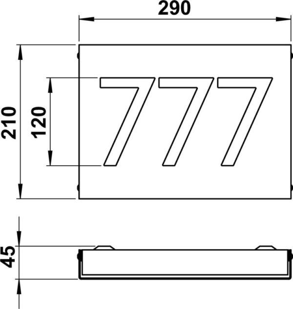 House number light Dimensioned drawing Article 626005, 666005