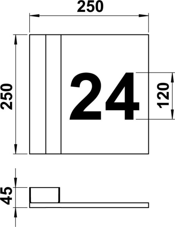 House number light Stainless steel Dimensioned drawing Article 696006
