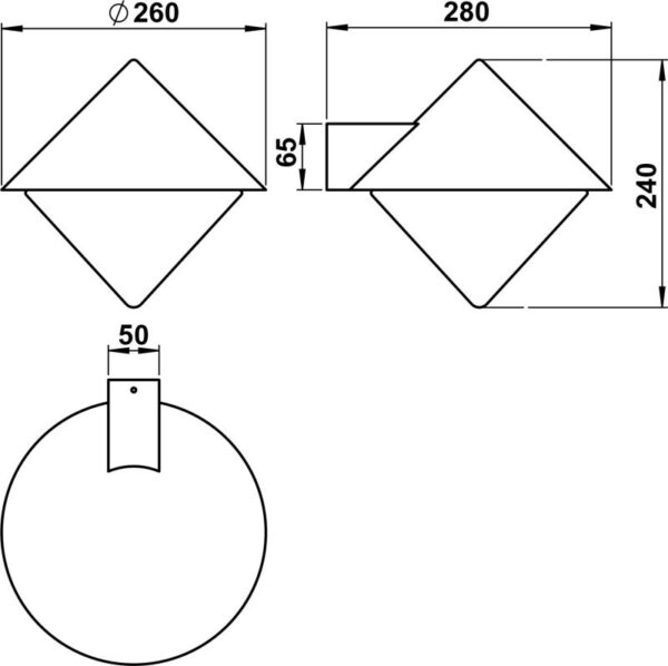 Wall light Dimensioned drawing Article 660617, 680617, 690617