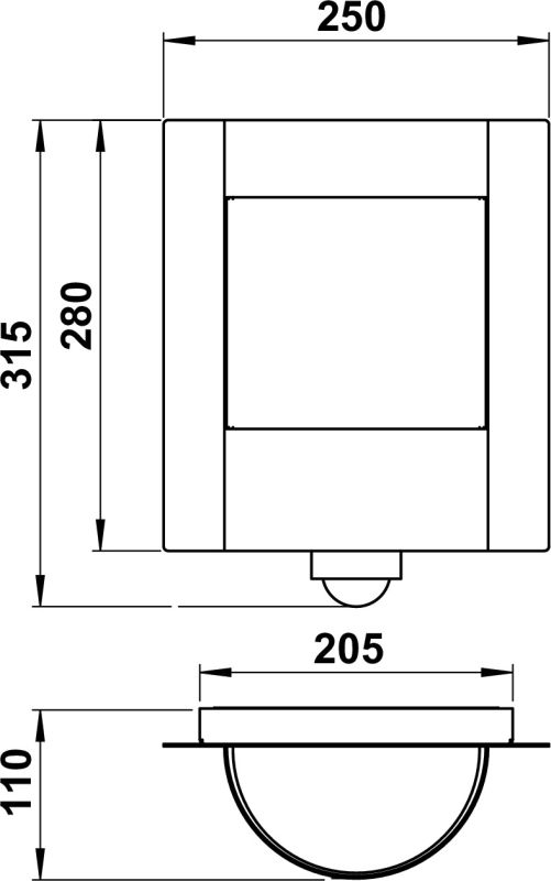 Wall light Stainless steel Dimensioned drawing Article 696188