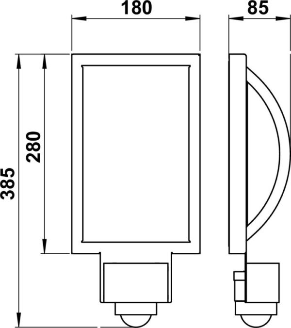 Wall lamp Stainless steel Dimensioned drawing Article 696283