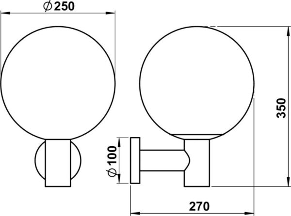 Wall light Dimensioned drawing Article 660639, 680639