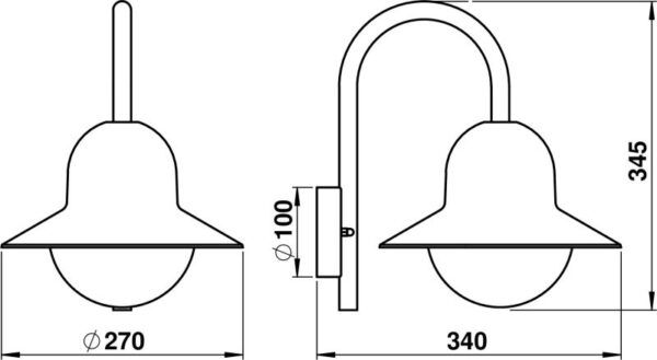 Wall light Dimensioned drawing Article 660662, 680662, 690662