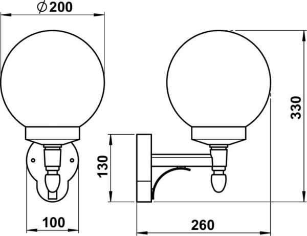 Wall light Dimensioned drawing Article 660698, 680698