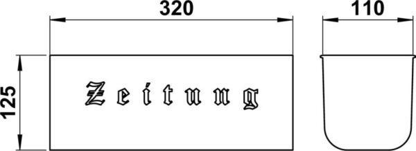 Zeitungshalter Maßzeichnung Artikel 600701, 650701, 670701
