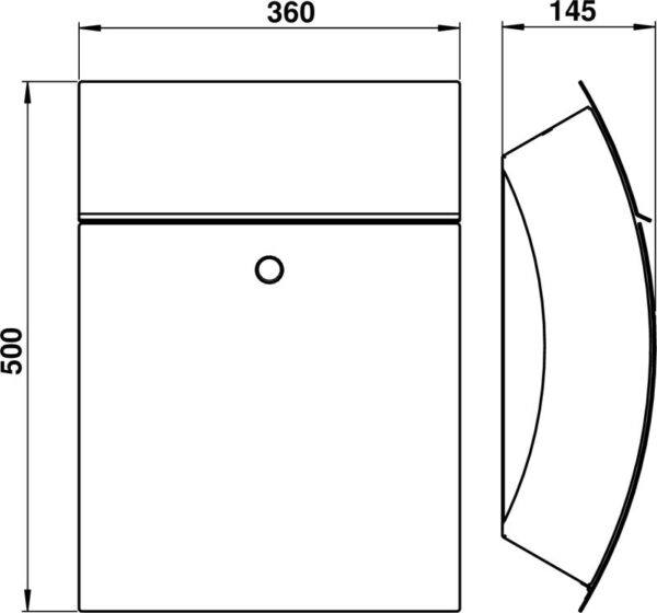 Mailbox Stainless steel Dimensioned drawing Article 690770