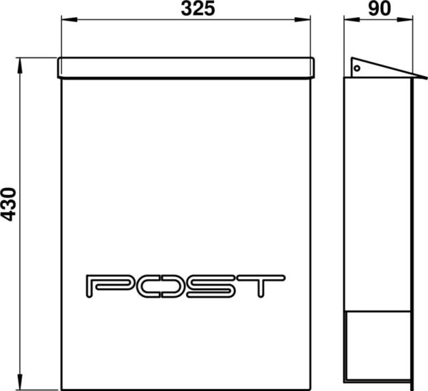 Mailbox stainless steel/anthracite Stainless steel Dimensioned drawing Article 690773