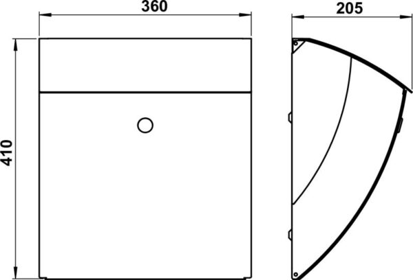 Mailbox Stainless steel Dimensioned drawing Article 690785