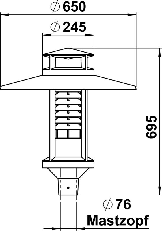 Post-top luminaire Black Dimensioned drawing Article 660809