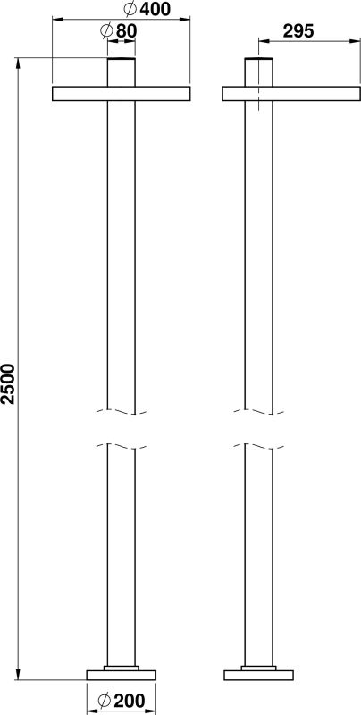 Pole light Dimensioned drawing Article 620864, 660864, 680864, 690864