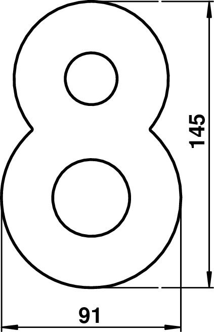 House number 8 Stainless steel Dimensioned drawing Article 690928