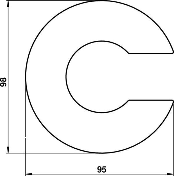 House number c Stainless steel Dimensioned drawing Article 690932
