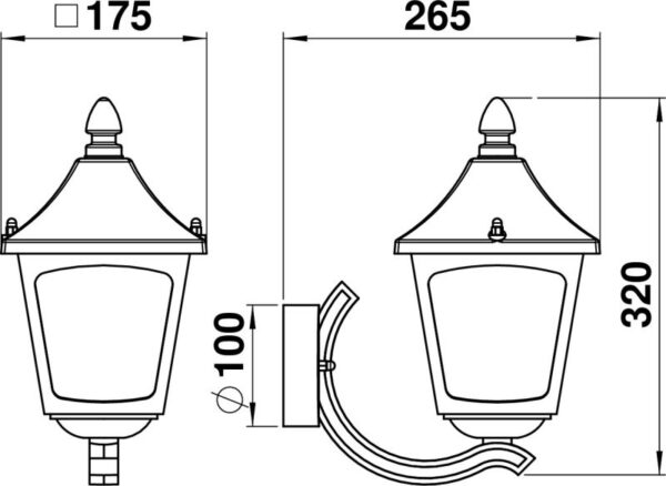 Wall lamp Dimensioned drawing Article 601820, 651820, 671820