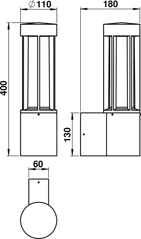 Wall light Dimensioned drawing Article 660215, 680215, 690215