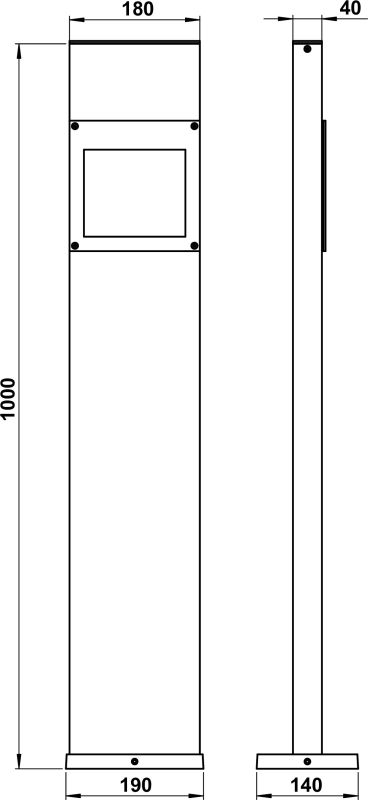 Bollard light Anthracite Dimensioned drawing Article 622271