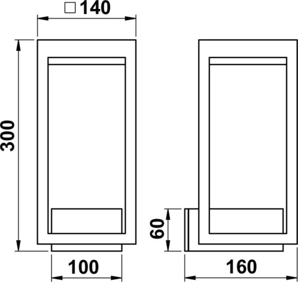 Wall light Dimensioned drawing Article 620280, 660280, 680280, 690280