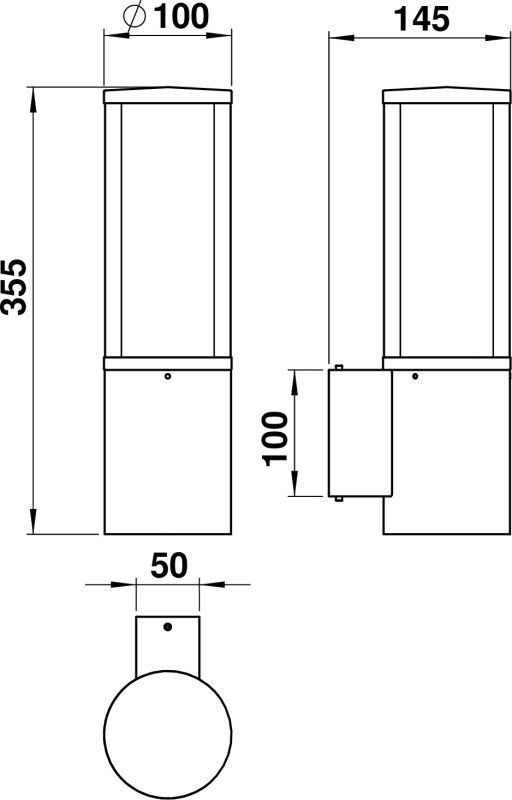 Wall light Stainless steel Dimensioned drawing Article 690309