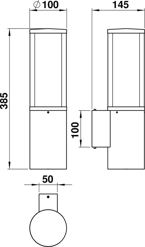Wall light Stainless steel Dimensioned drawing Article 690323
