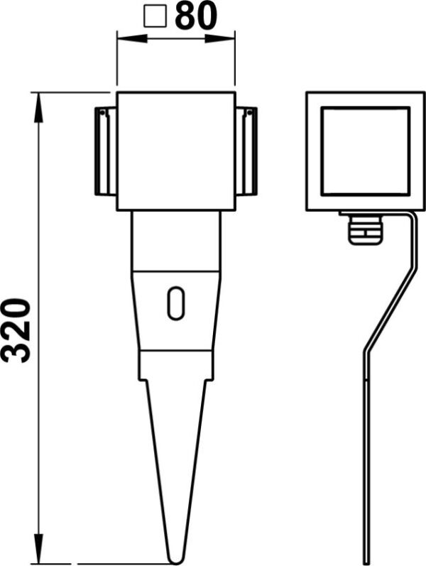 Socket spike current bar Anthracite Dimensioned drawing Article 624415