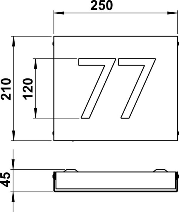 House number light Dimensioned drawing Article 626004, 666004