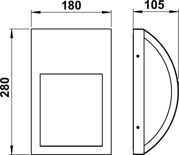 Wall light Stainless steel Dimensioned drawing Article 696178