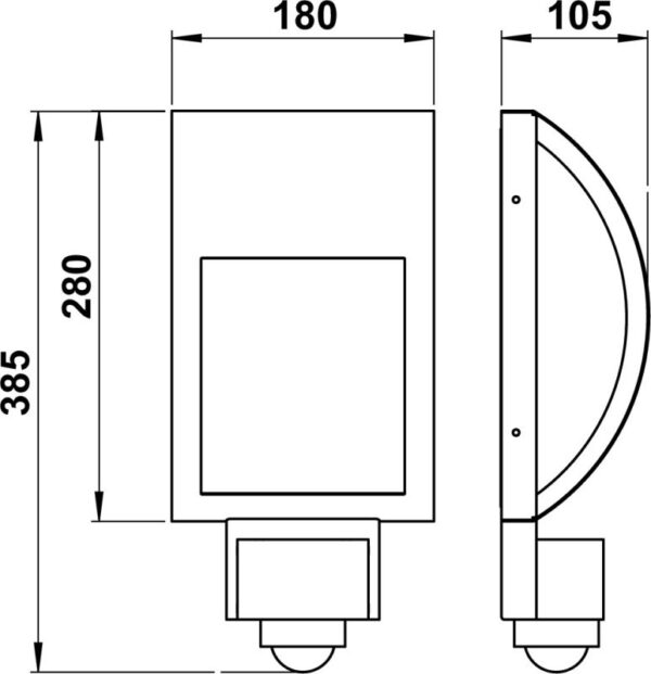 Wall light Stainless steel Dimensioned drawing Article 696278