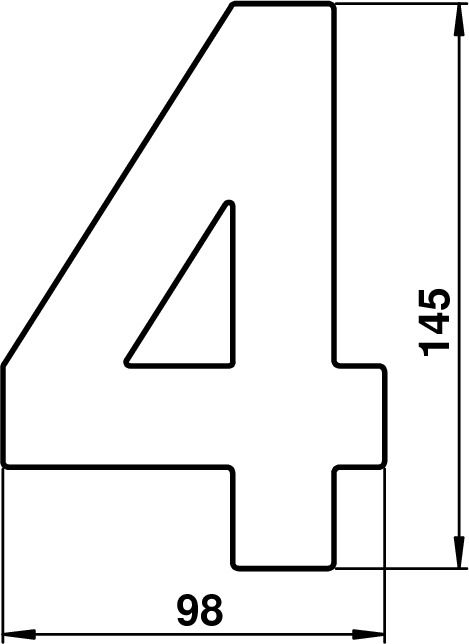 House number 4 Stainless steel Dimensioned drawing Article 690924