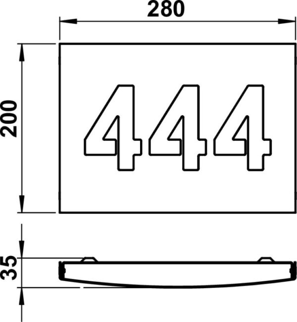 House number 3 digits Stainless steel Dimensioned drawing Article 690977