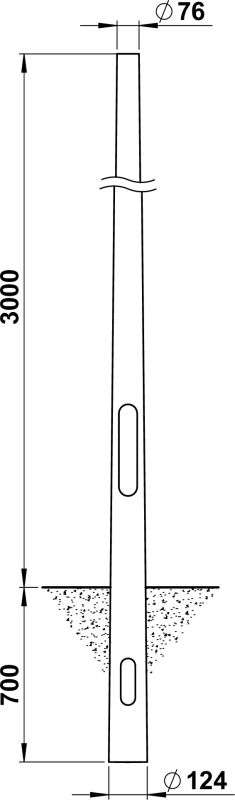 Steel pole, 3000 mm, spigot 76 Other Dimensioned drawing Article 690020