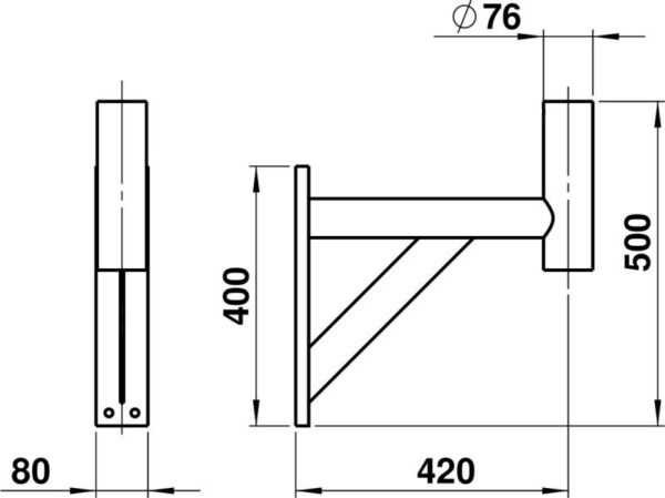 Wall bracket black Black Dimensioned drawing Article 661008