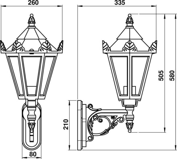 Wall light Dimensioned drawing Article 601806, 671806