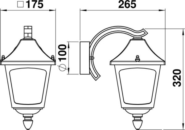 Wall lamp Dimensioned drawing Article 601821, 651821, 671821