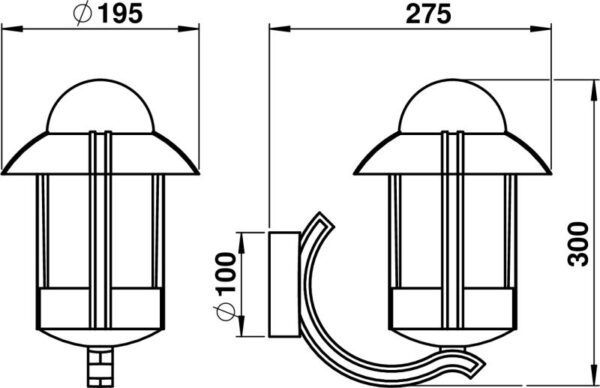 Wall lamp Dimensioned drawing Article 601840, 651840, 671840