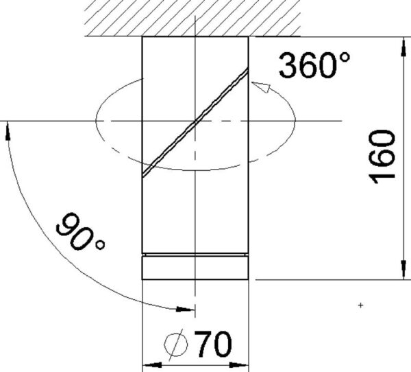 Deckenaufbaustrahler Maßzeichnung Artikel 662138, 682138, 692138