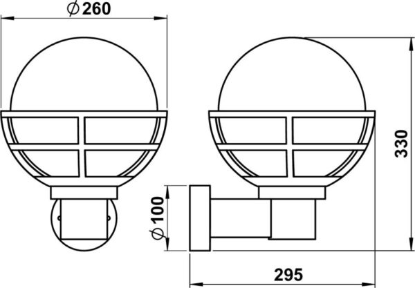Wall light Dimensioned drawing Article 660612, 680612