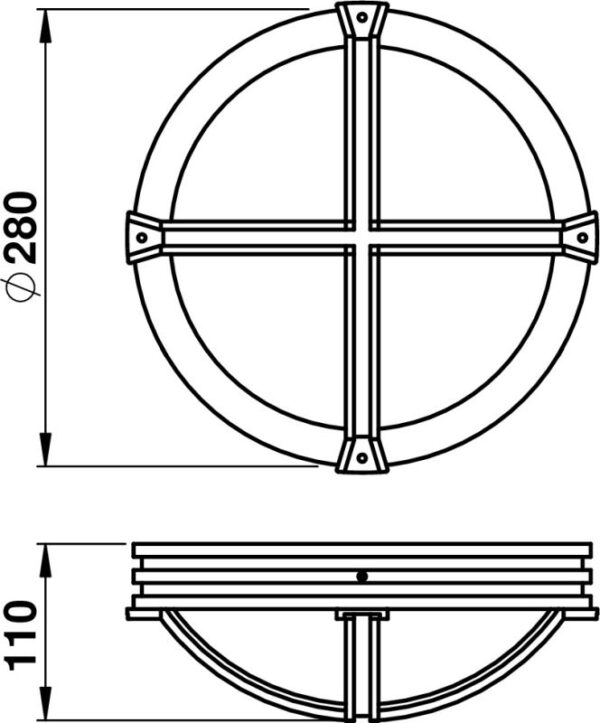 Wall and ceiling light Dimensioned drawing Article 606230, 656230, 676230