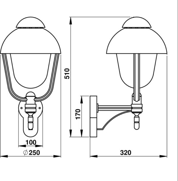 Wall light Dimensioned drawing Article 650688, 660688, 680688