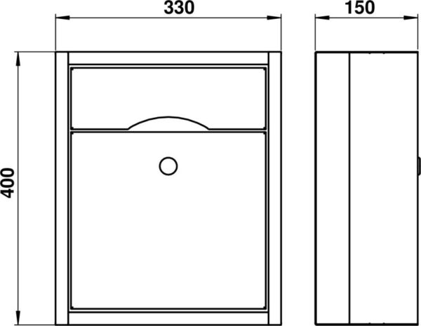 Mailbox Stainless steel Dimensioned drawing Article 690774