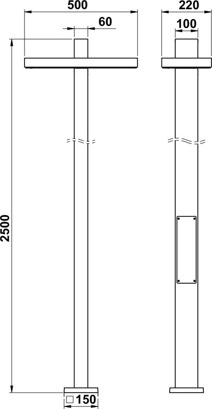 Pole light Dimensioned drawing Article 620863, 660863, 680863, 690863