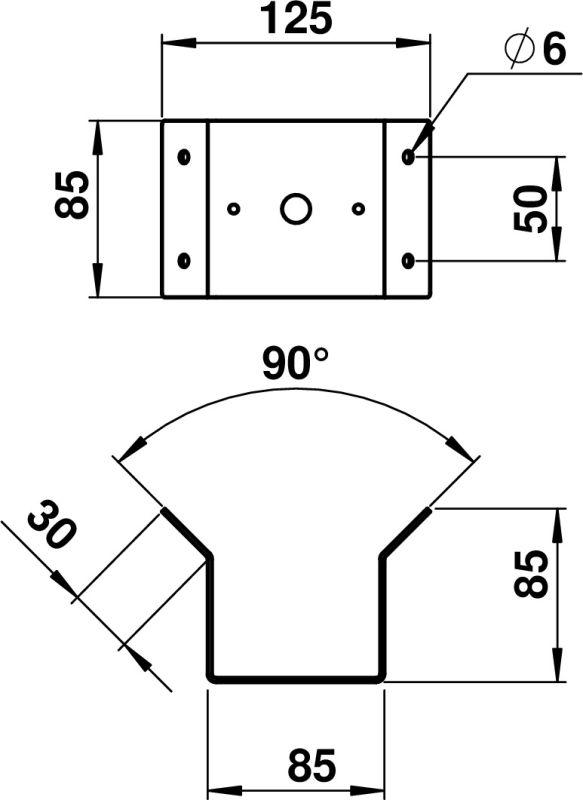 Corner bracket Stainless steel Dimensioned drawing Article 691003