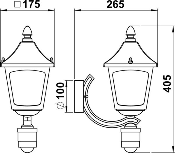 Wall lamp Dimensioned drawing Article 601822, 651822, 671822