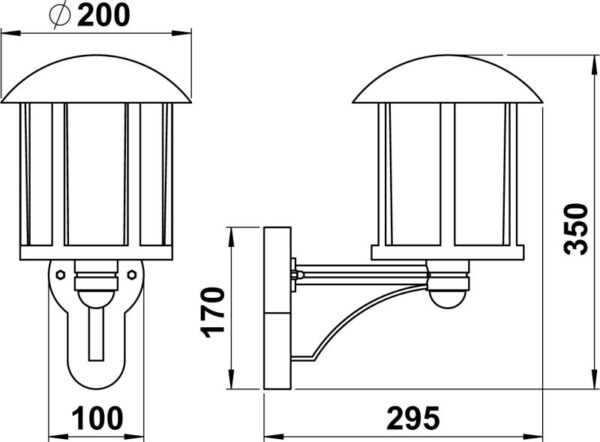Wall lamp Dimensioned drawing Article 601834, 651834, 671834