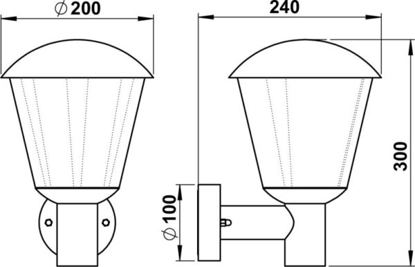 Wall lamp Dimensioned drawing Article 621854, 661854, 681854, 691854