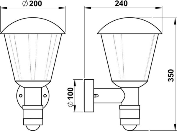 Wall lamp Dimensioned drawing Article 621855, 661855, 681855, 691855