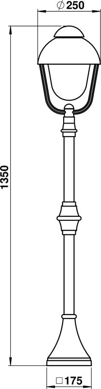 Path light Dimensioned drawing Article 652029, 662029, 682029