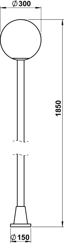 Pole light Dimensioned drawing Article 662054, 682054