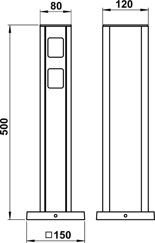 Socket column Black Dimensioned drawing Article 662106